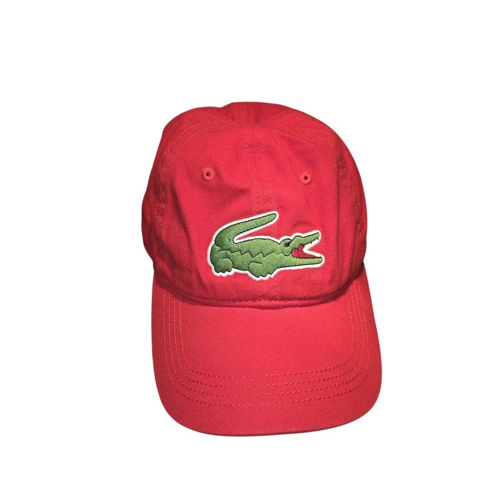 Lacoste Hat Cap Strap Back Mens One Size Red Cotton Baseball Crocodile Logo